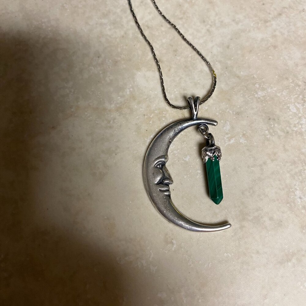 Moon necklace w/jade crystal.